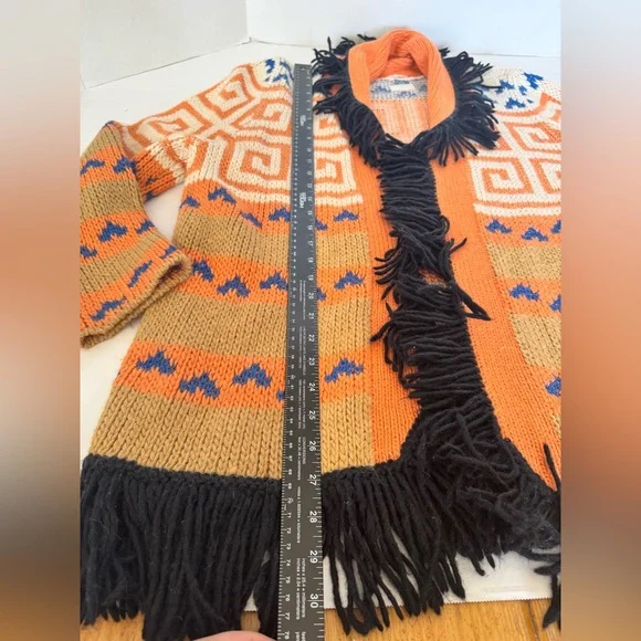 Mother Runaway Child Open Cardigan Fringe Coral Women’s Sz Large Alpaca NO BELT - Picture 13 of 14